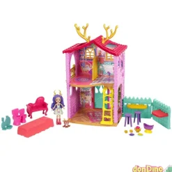 Supercasa del bosque enchantimals c/muñeca, animalito y 15 accesorios - 53 cm.