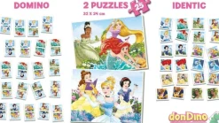Superpack 4 en 1 princesas disney domino,identic,2 puzzles
