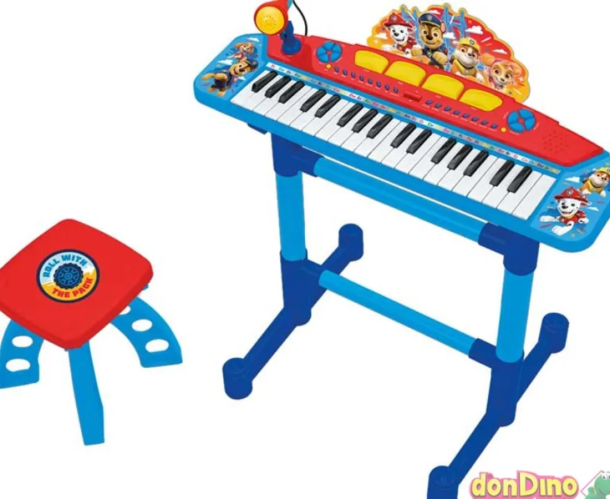 Teclado electronico patrulla canina c/microfono y banqueta