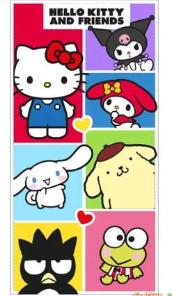 Toalla playa hello kitty 70x140 cm. hello kitty and friends - 100% poliester