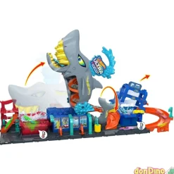Tunel de lavado del supertiburon hot wheels city - con 1 vehículo