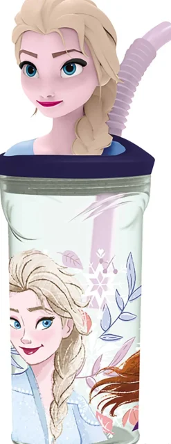 Vaso figurita 3d frozen 360 ml. con cañita